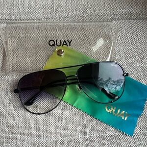 Quay Black Aviator Sunglasses
